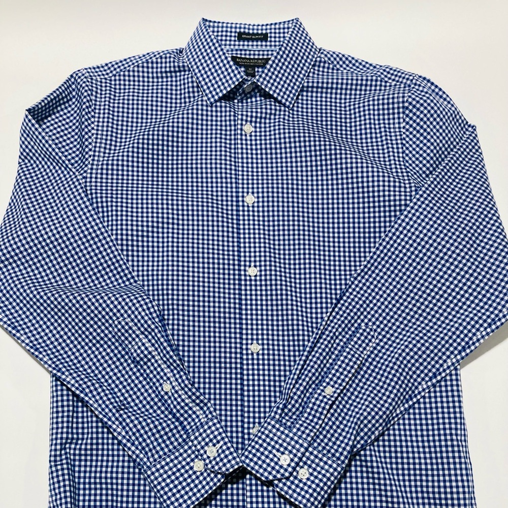 Banana Republic Navy Gingham Men's Shirt